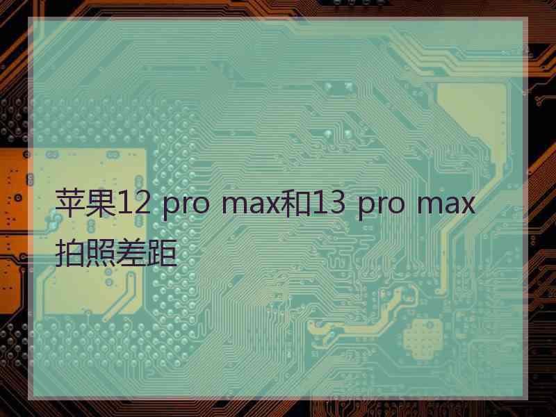 苹果12 pro max和13 pro max拍照差距