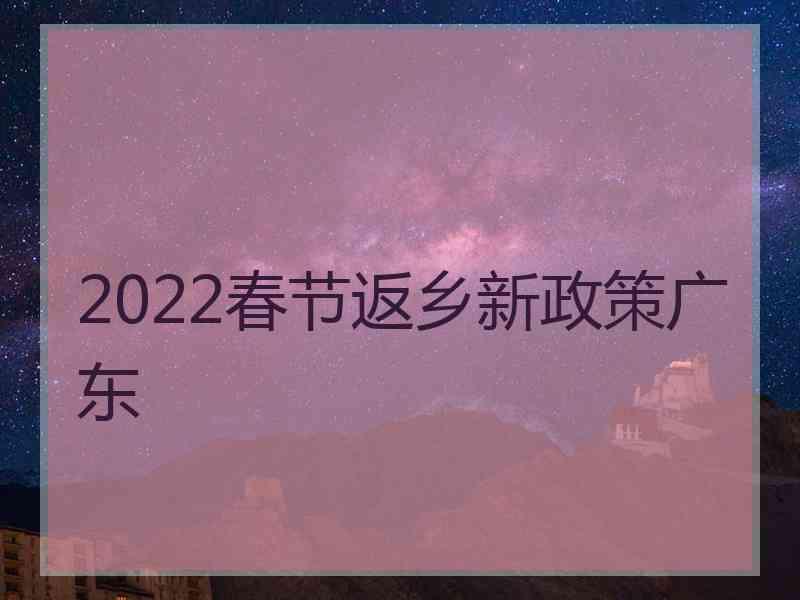 2022春节返乡新政策广东