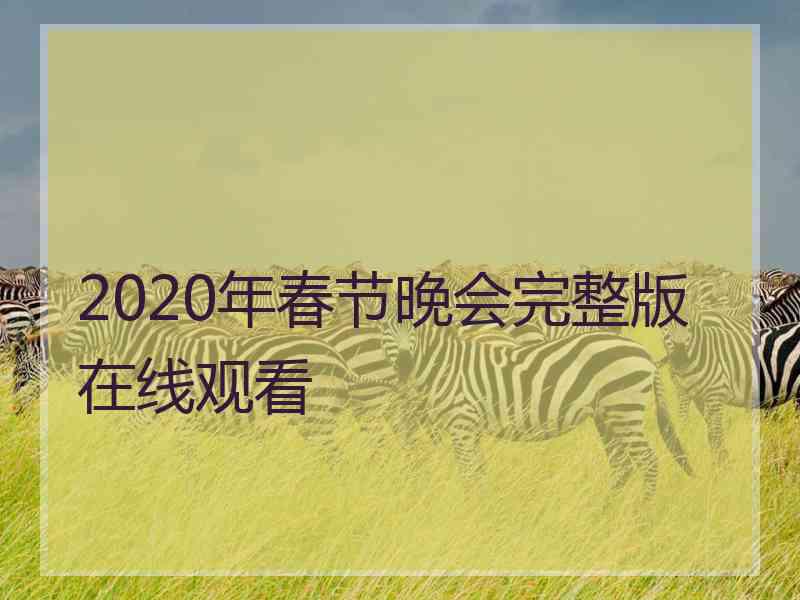 2020年春节晚会完整版在线观看