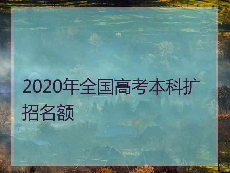 2020年全国高考本科扩招名额