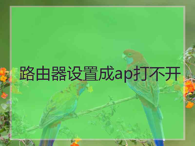 路由器设置成ap打不开