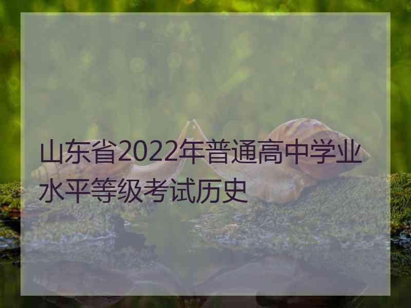 山东省2022年普通高中学业水平等级考试历史