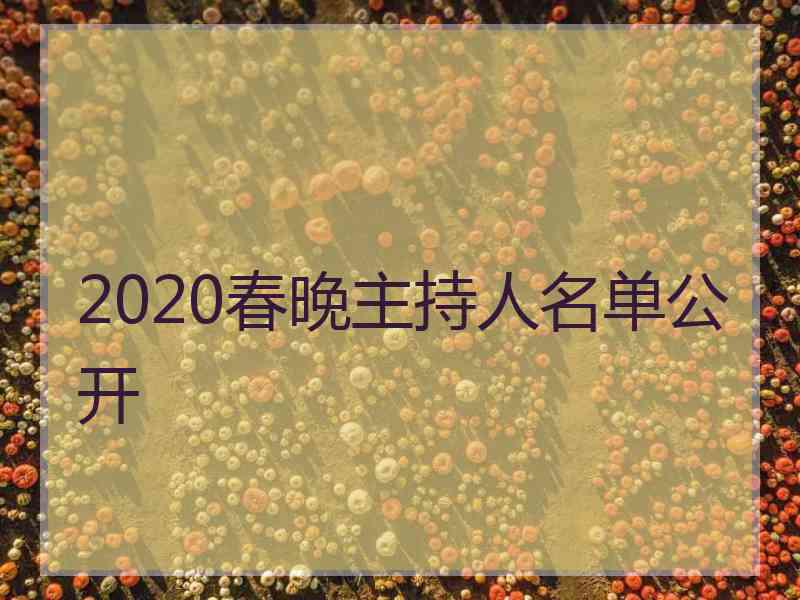 2020春晚主持人名单公开