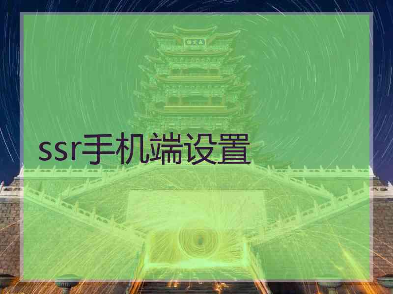 ssr手机端设置