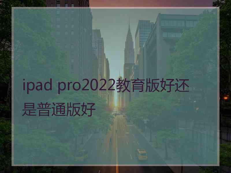 ipad pro2022教育版好还是普通版好