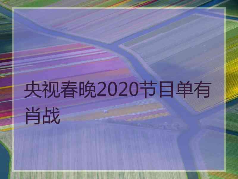 央视春晚2020节目单有肖战