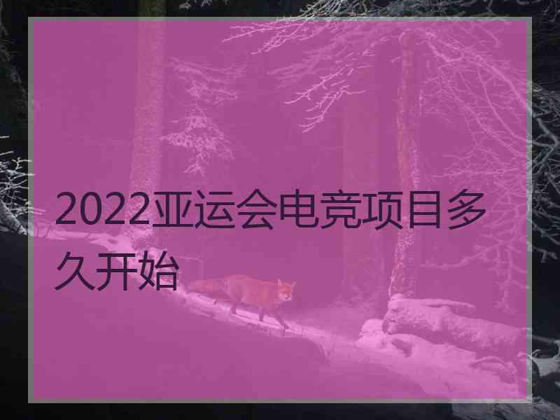 2022亚运会电竞项目多久开始