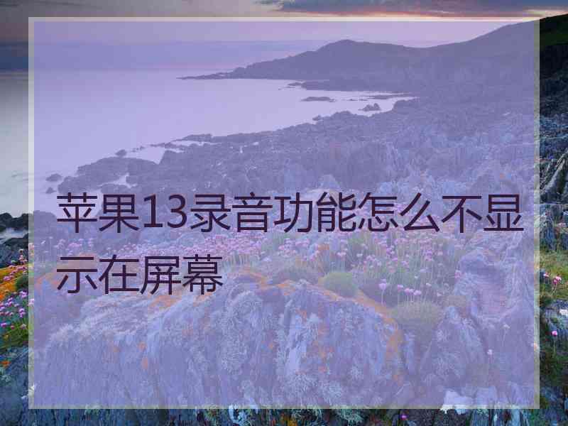 苹果13录音功能怎么不显示在屏幕