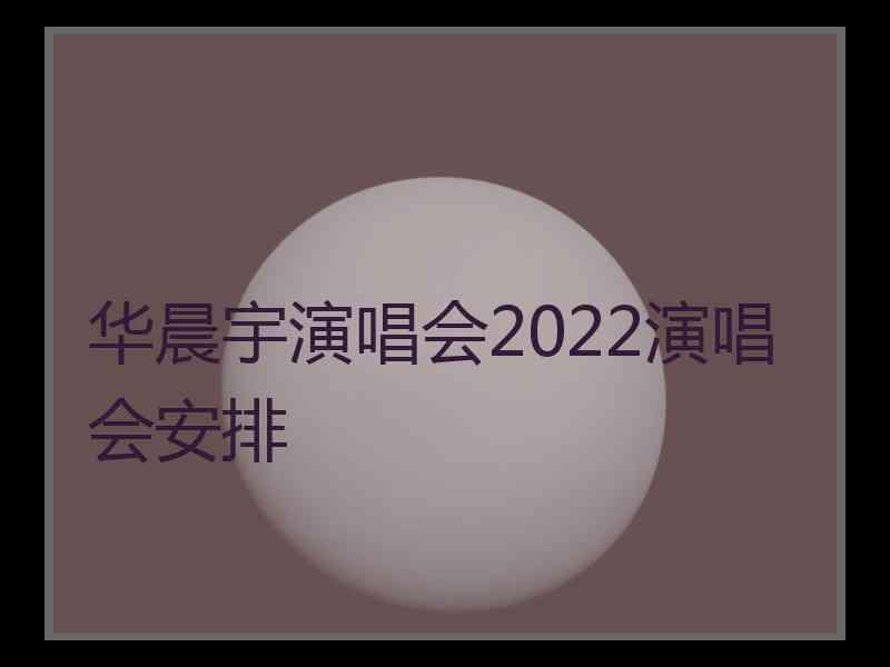 华晨宇演唱会2022演唱会安排