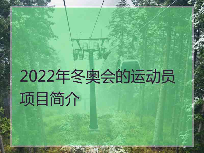 2022年冬奥会的运动员项目简介