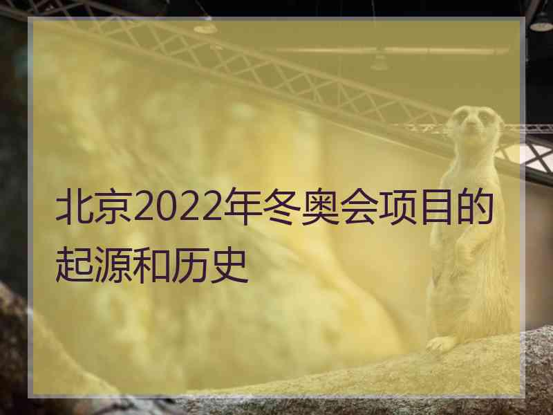 北京2022年冬奥会项目的起源和历史