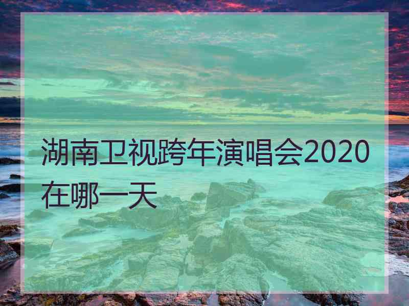 湖南卫视跨年演唱会2020在哪一天