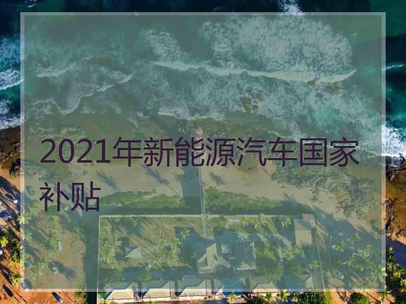 2021年新能源汽车国家补贴