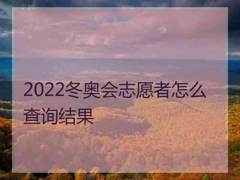 2022冬奥会志愿者怎么查询结果