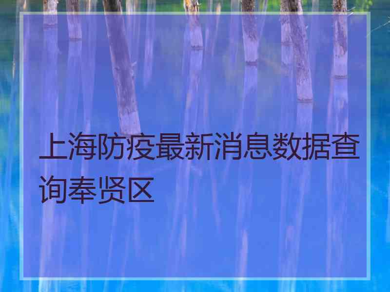 上海防疫最新消息数据查询奉贤区