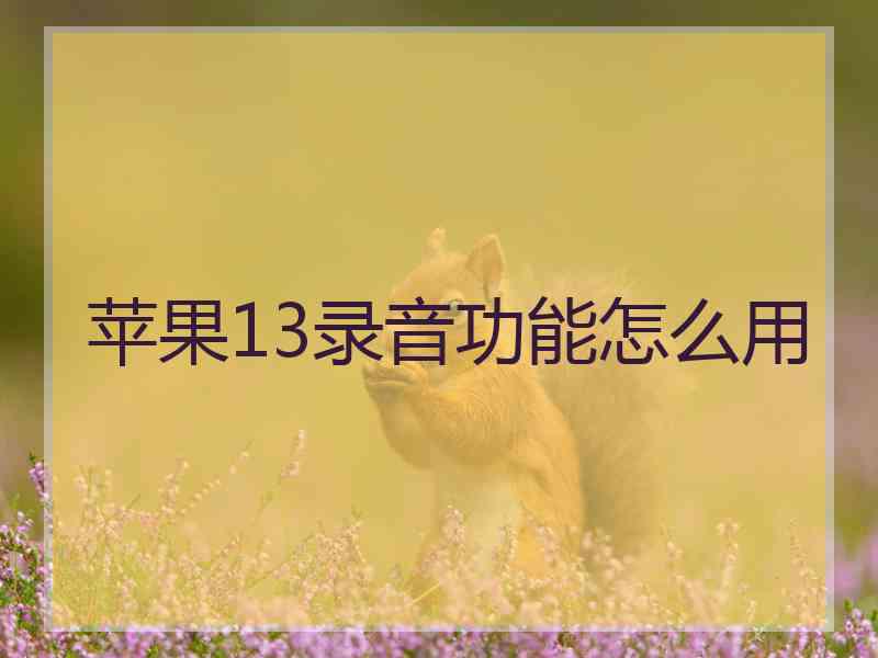 苹果13录音功能怎么用