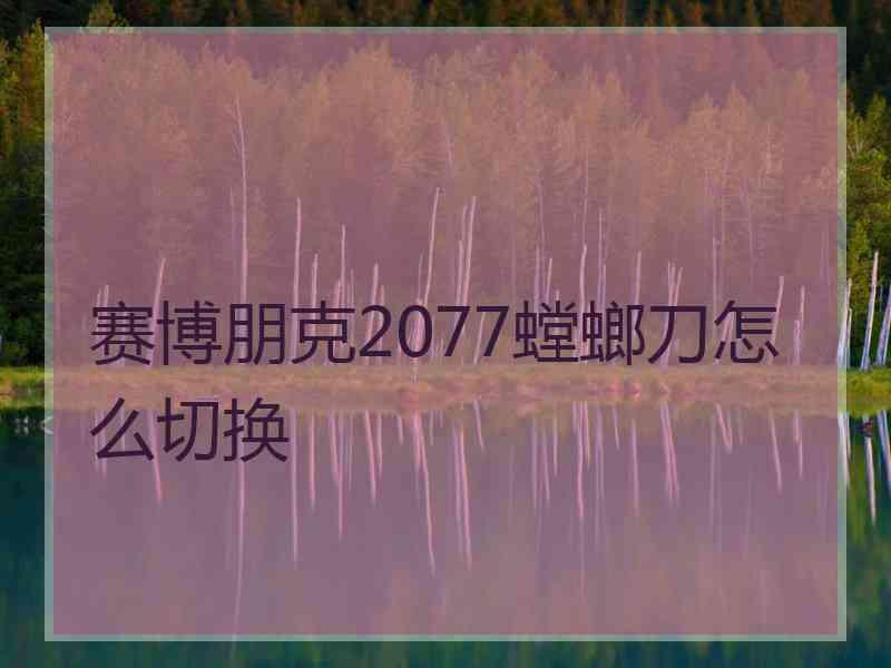 赛博朋克2077螳螂刀怎么切换