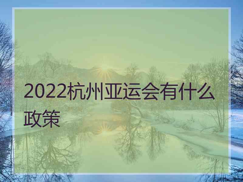 2022杭州亚运会有什么政策