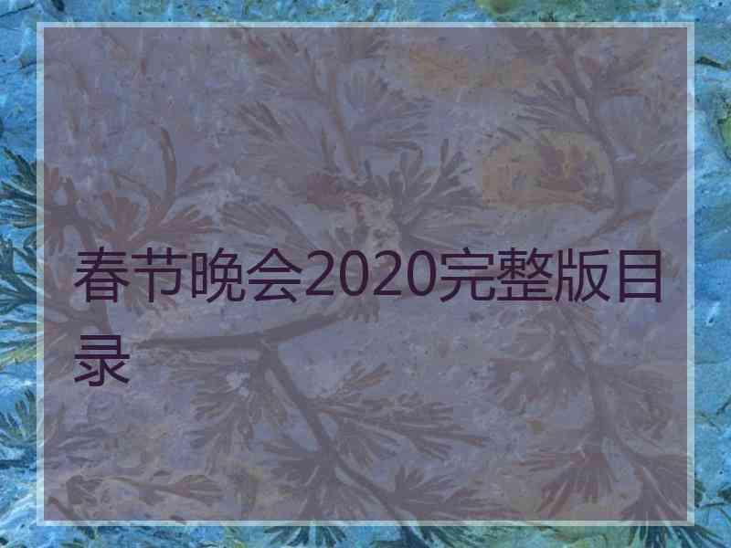 春节晚会2020完整版目录