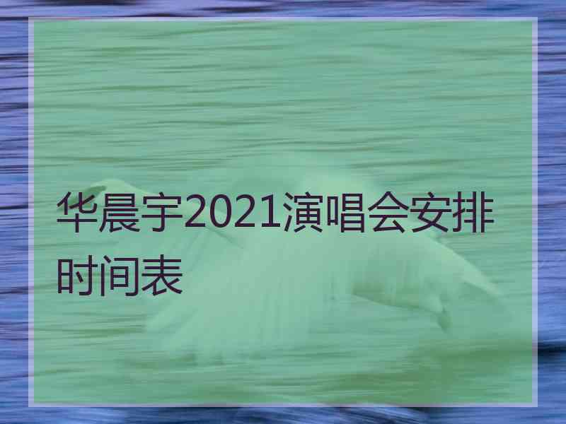 华晨宇2021演唱会安排时间表