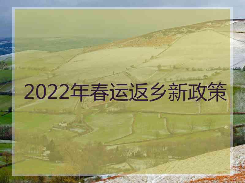 2022年春运返乡新政策