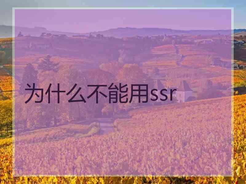 为什么不能用ssr