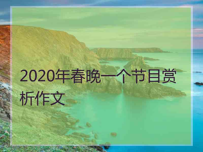 2020年春晚一个节目赏析作文