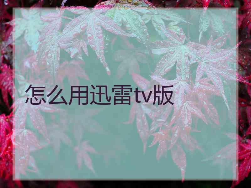 怎么用迅雷tv版