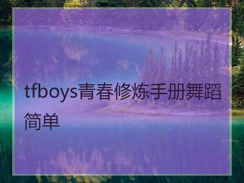 tfboys青春修炼手册舞蹈简单