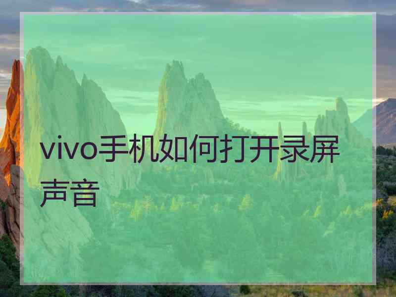 vivo手机如何打开录屏声音