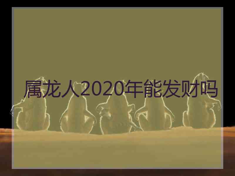 属龙人2020年能发财吗