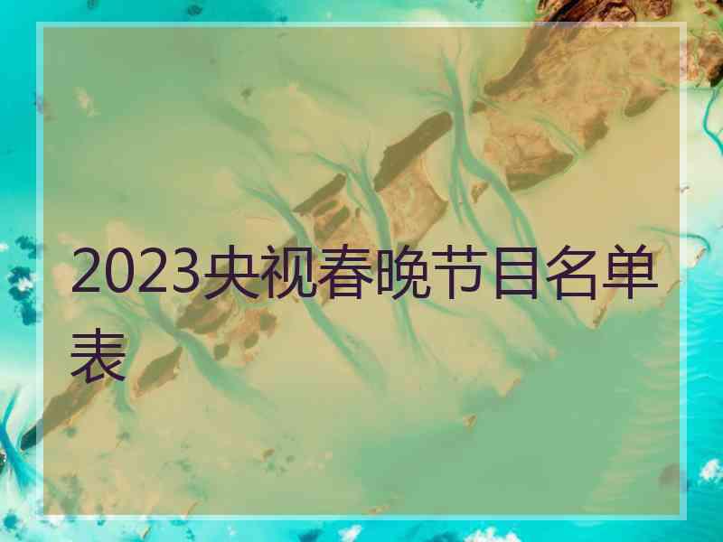 2023央视春晚节目名单表