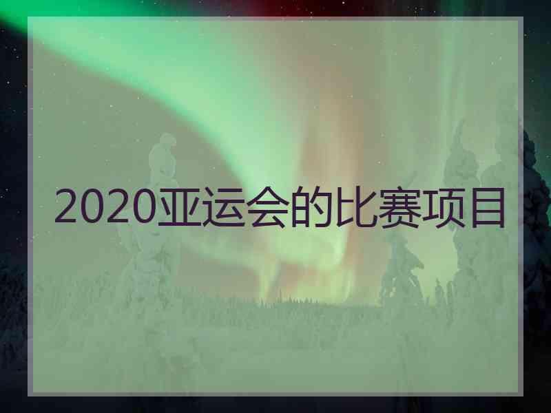 2020亚运会的比赛项目