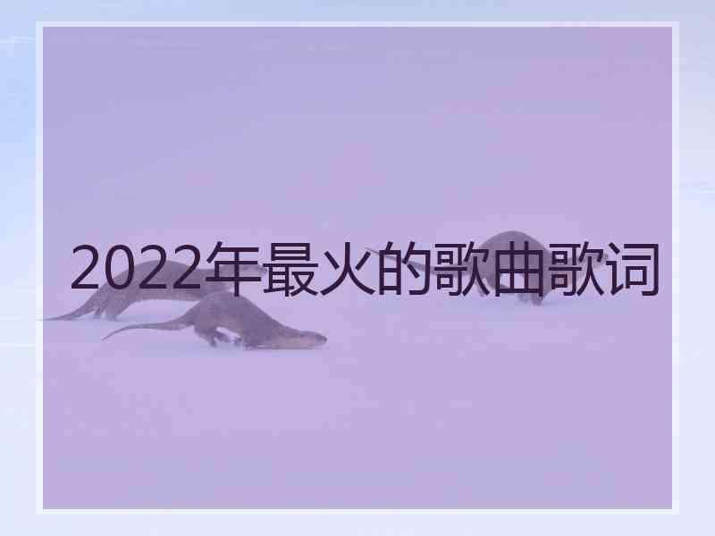 2022年最火的歌曲歌词