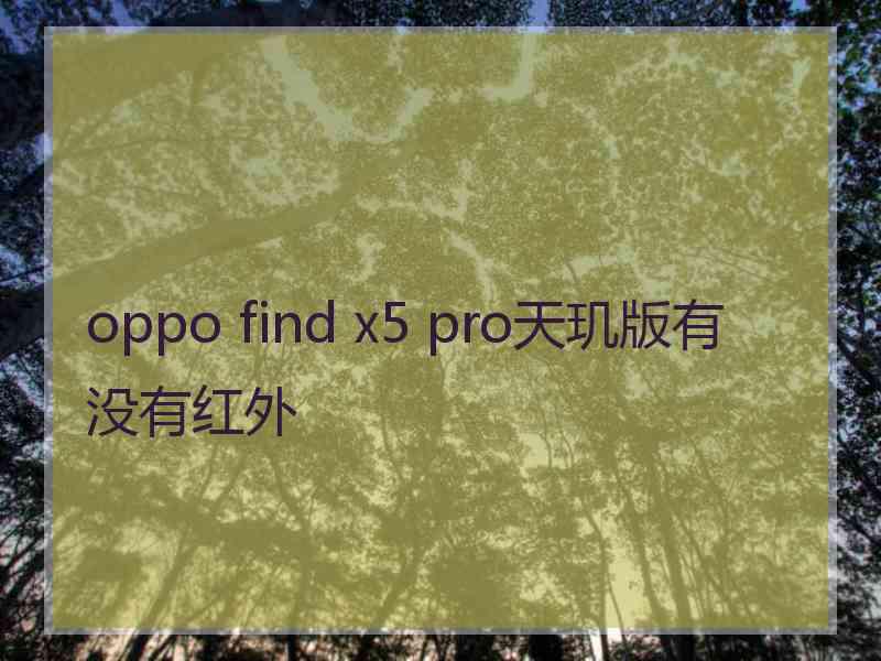 oppo find x5 pro天玑版有没有红外