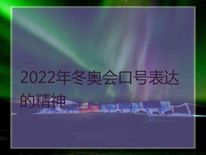 2022年冬奥会口号表达的精神