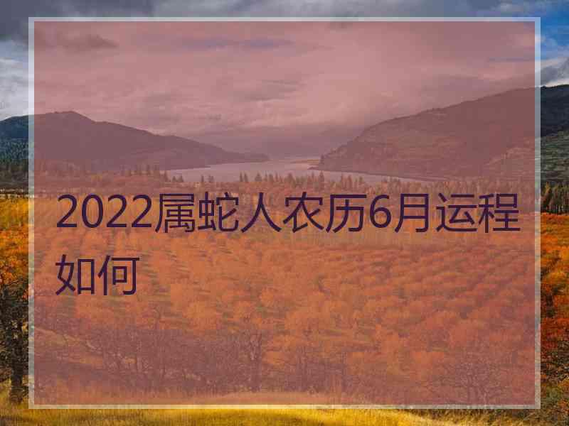 2022属蛇人农历6月运程如何