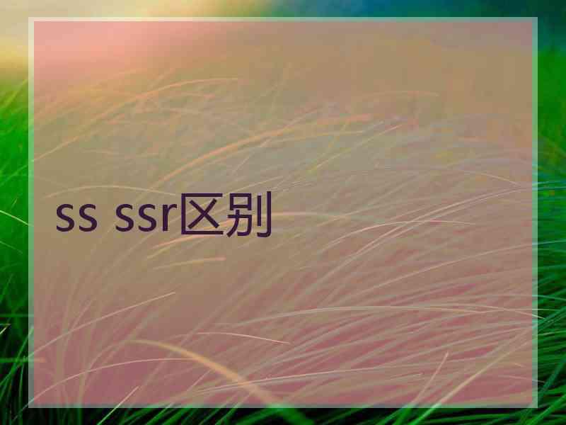 ss ssr区别