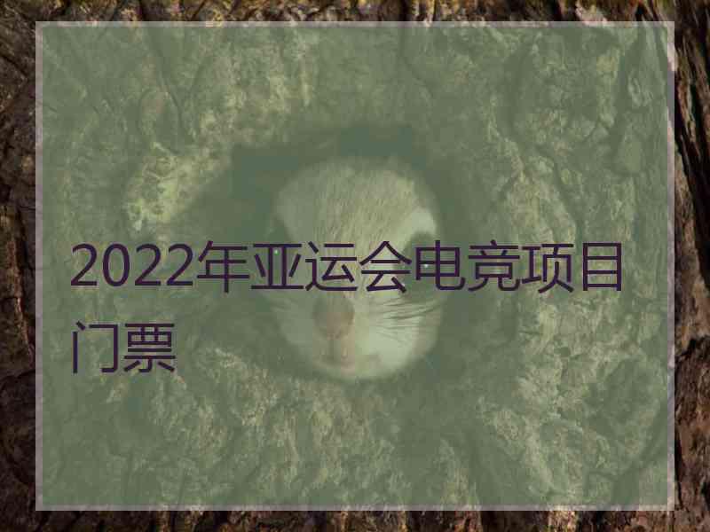 2022年亚运会电竞项目门票