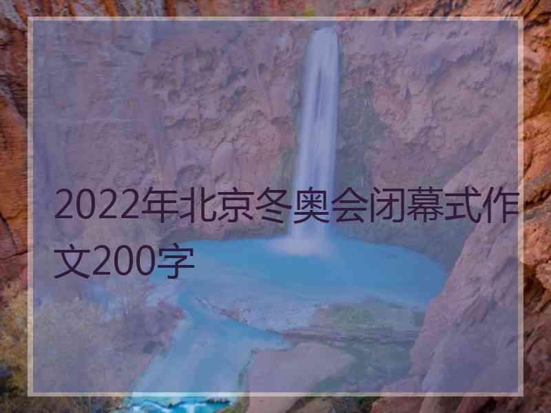 2022年北京冬奥会闭幕式作文200字