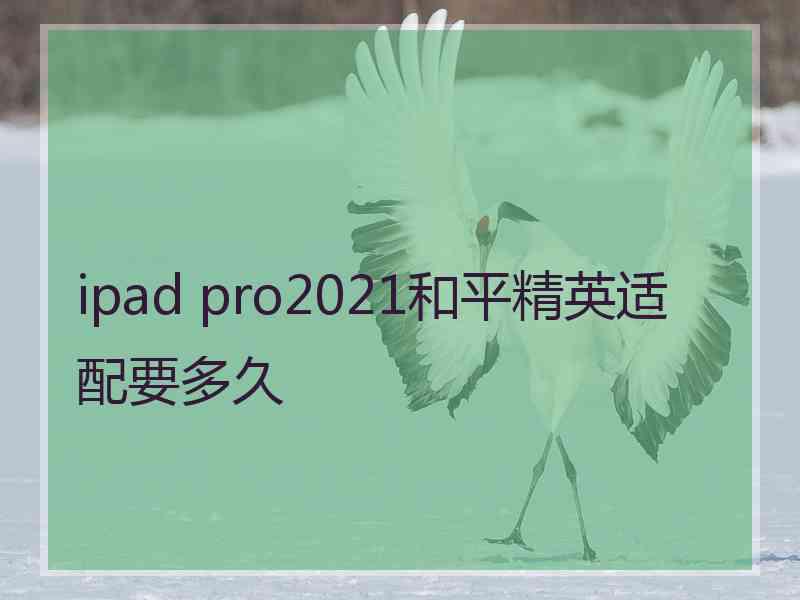 ipad pro2021和平精英适配要多久