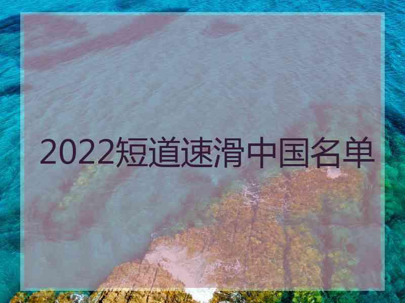 2022短道速滑中国名单