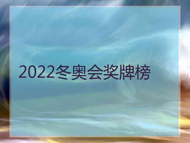 2022冬奥会奖牌榜