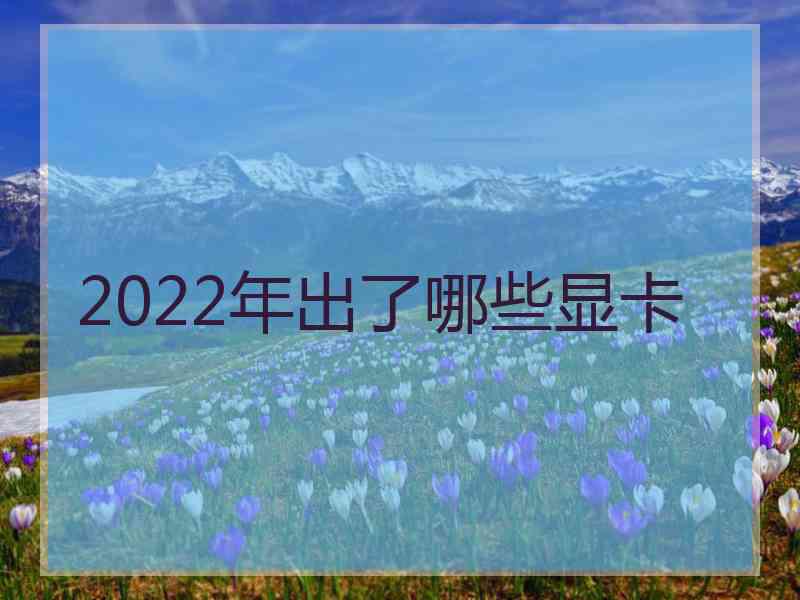 2022年出了哪些显卡