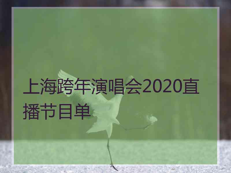 上海跨年演唱会2020直播节目单