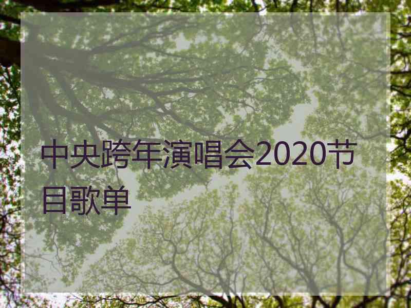 中央跨年演唱会2020节目歌单