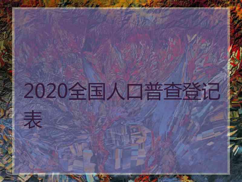 2020全国人口普查登记表