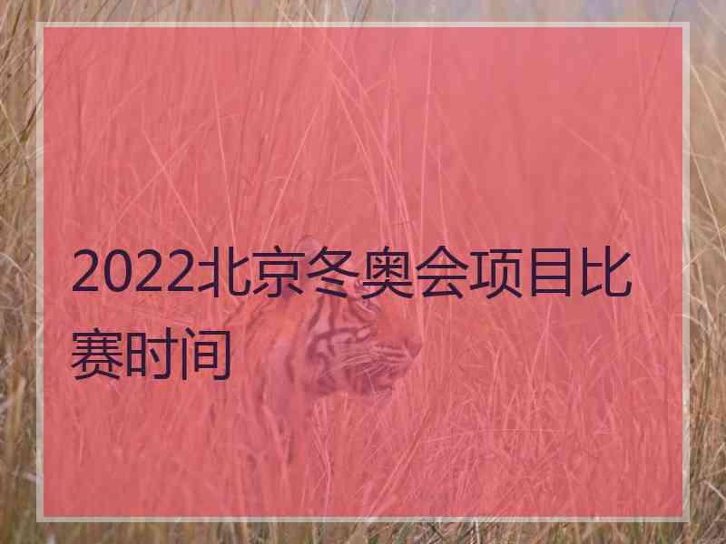 2022北京冬奥会项目比赛时间