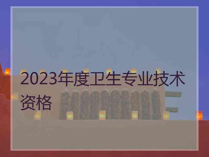 2023年度卫生专业技术资格