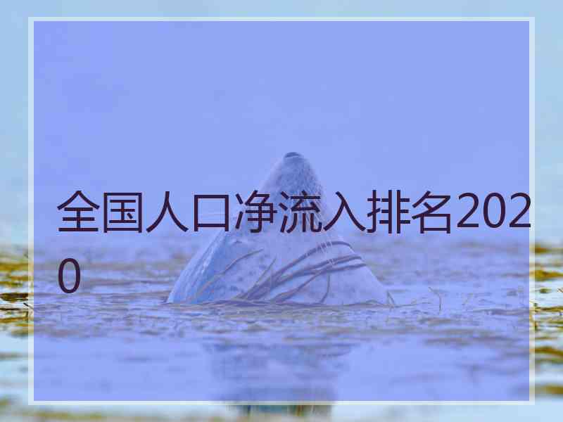 全国人口净流入排名2020